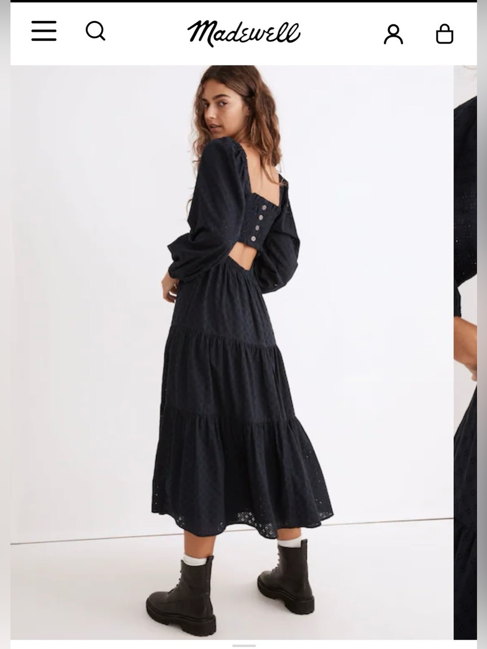 Black Eyelet Button Front Maxi Dress